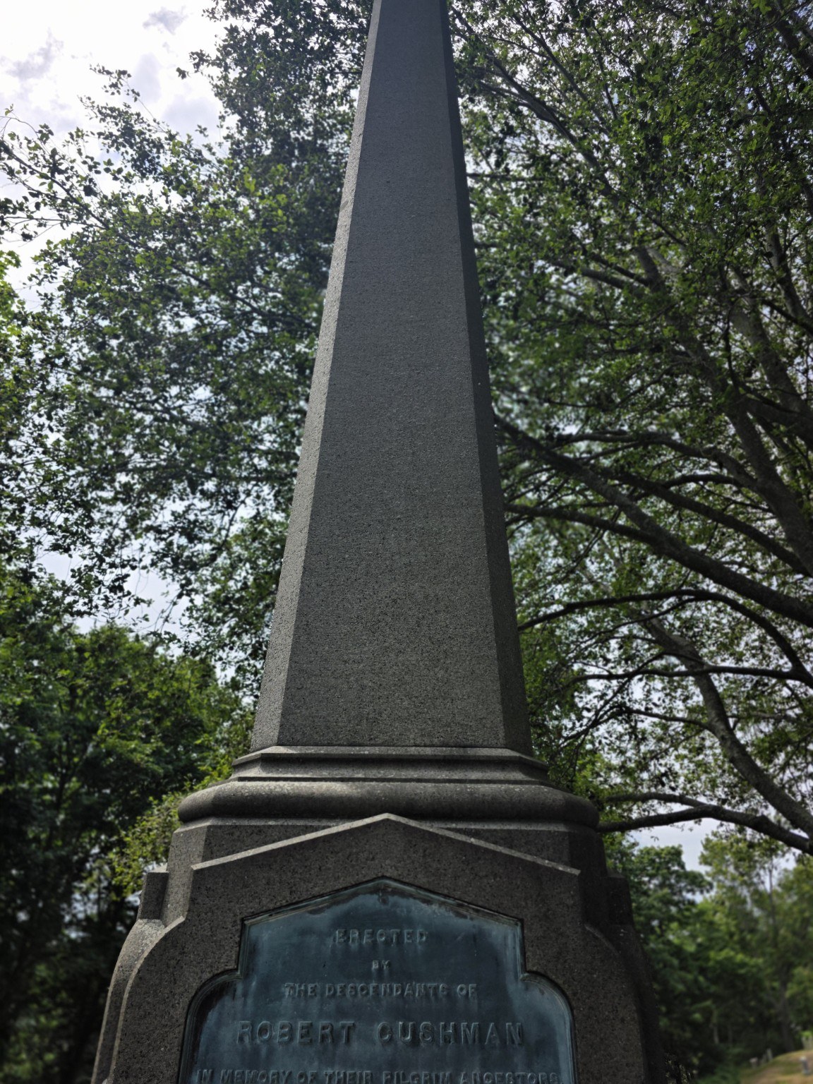 Tall Cushman obelisk on Burial Hill