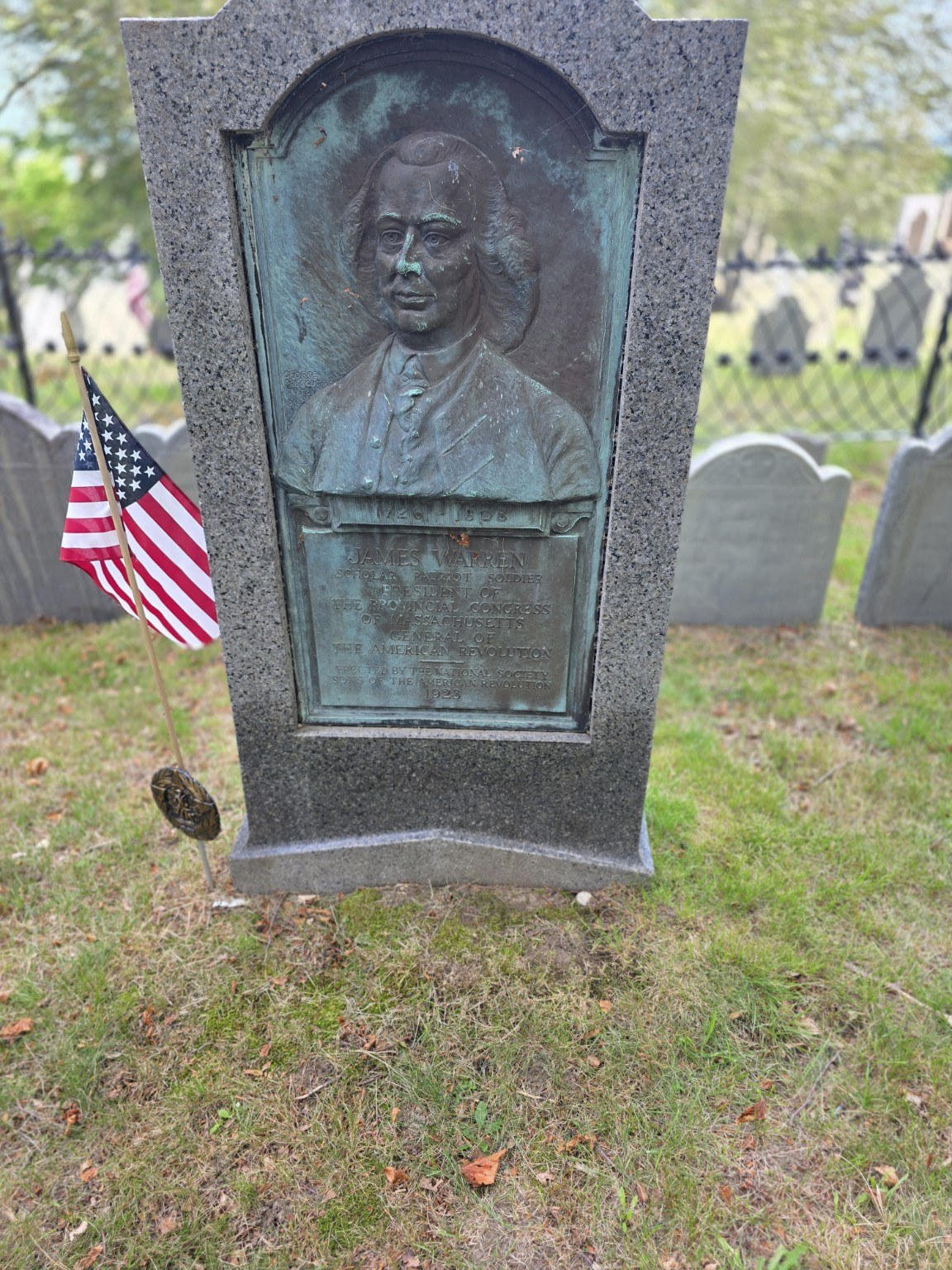James Warren memorial with bronze portrait