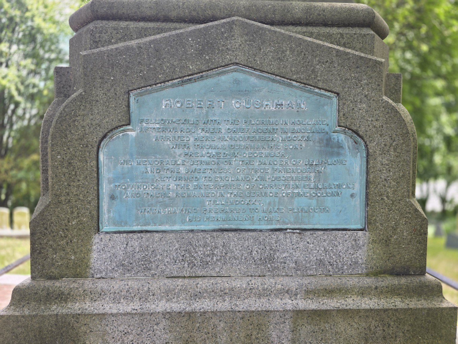 Robert Cushman bronze memorial panel