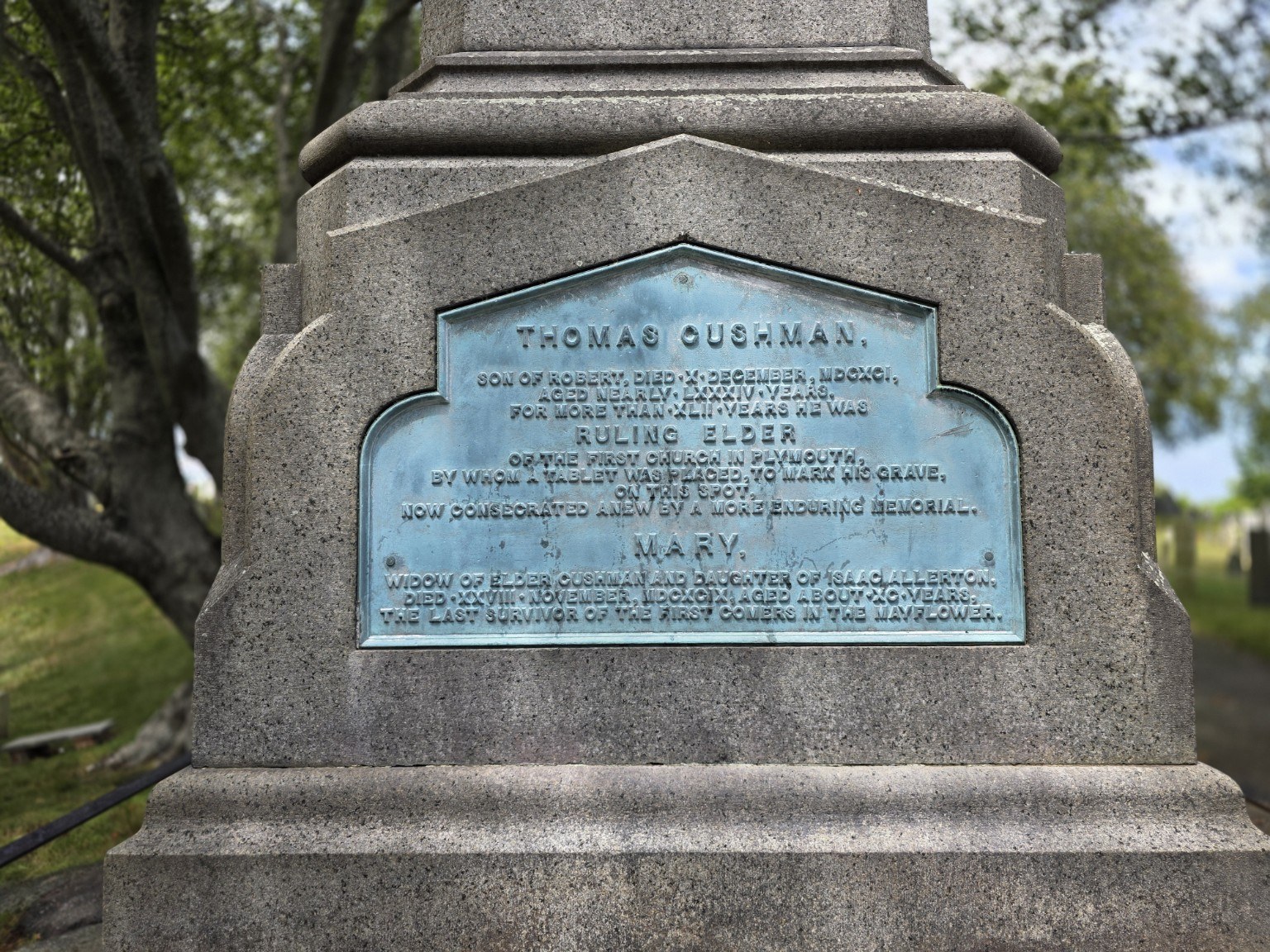 Thomas Cushman and Mary Allerton memorial panel