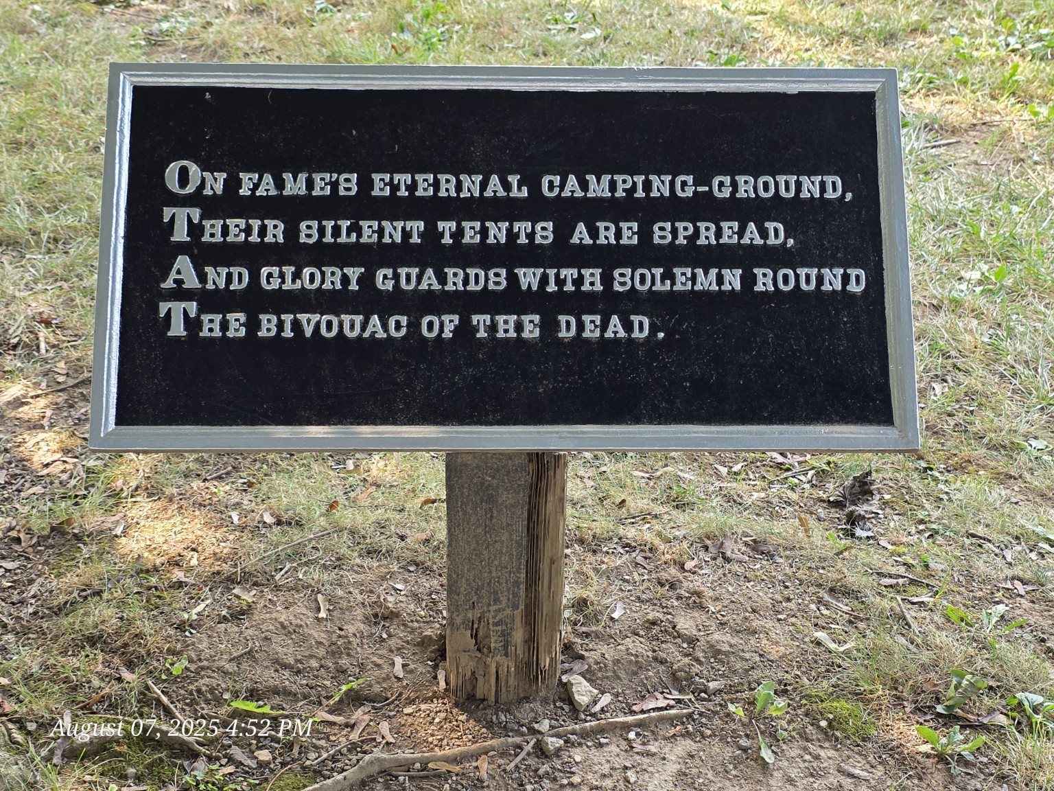 Bivouac of the Dead inscription at Gettysburg National Cemetery