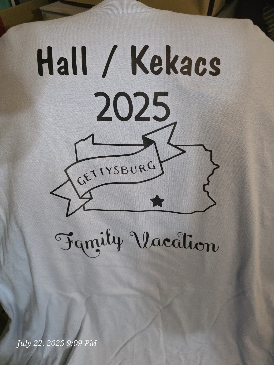 Hall and Kekacs Gettysburg 2025 family vacation shirt