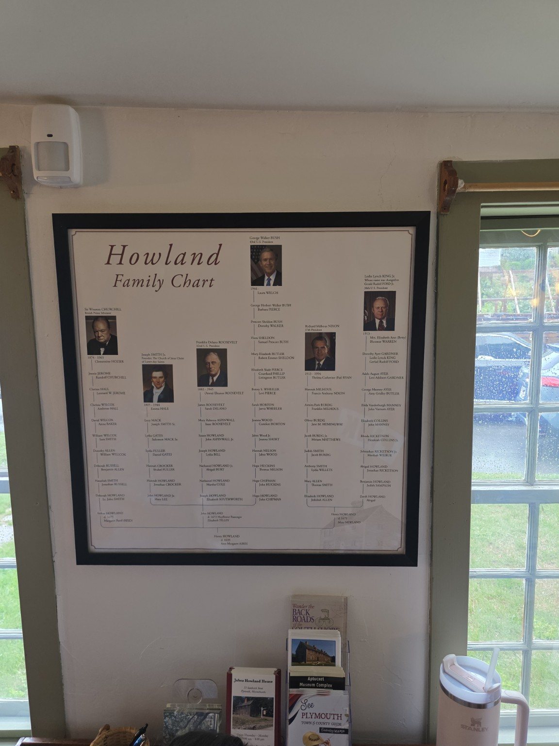 Large Howland family descendant chart displayed in the house
