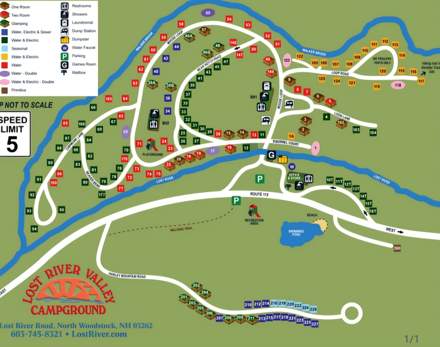 Lost River Valley Campground map showing Double Site 17 beside Lost River