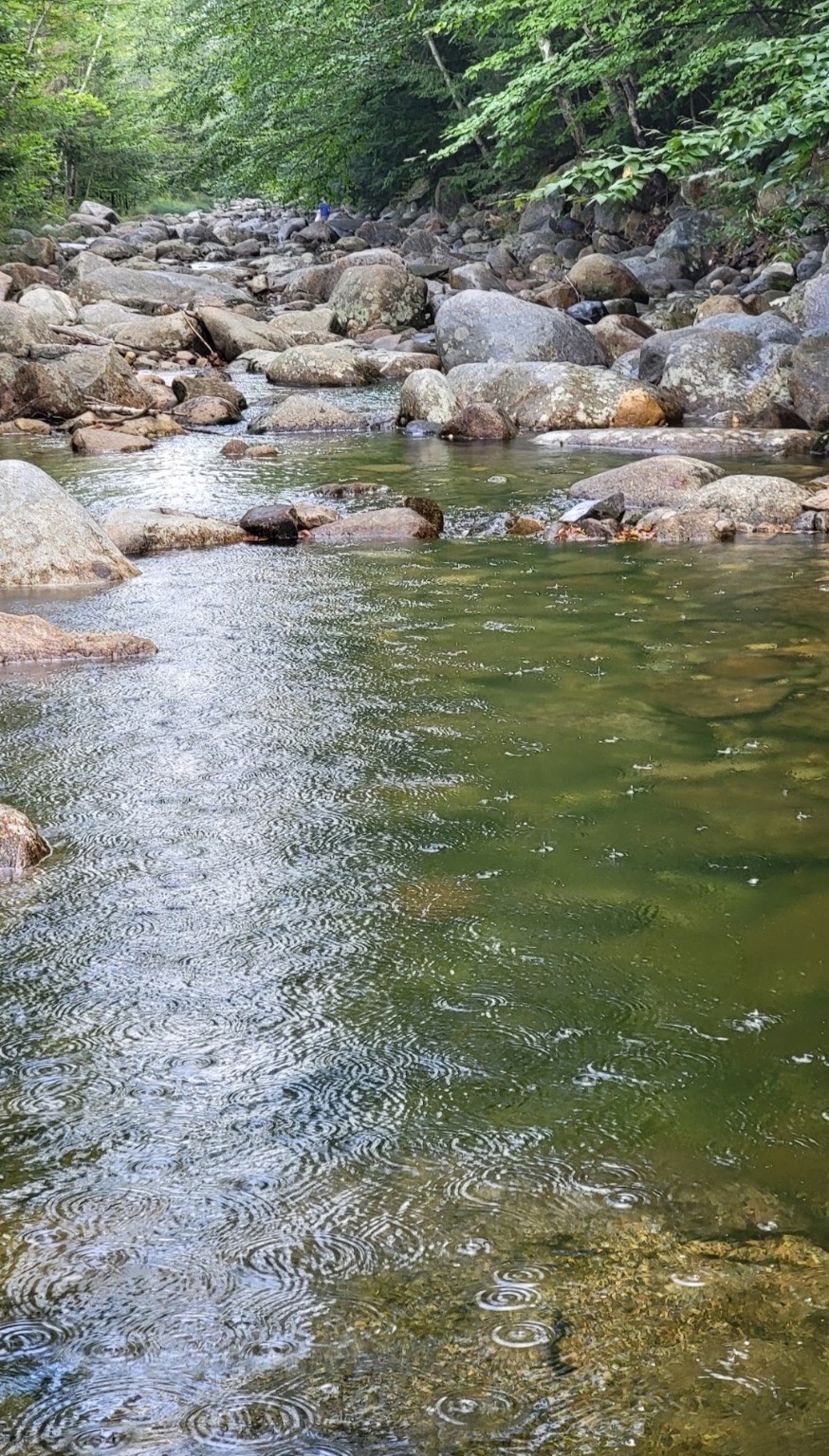Rain falling on the rocky Lost River