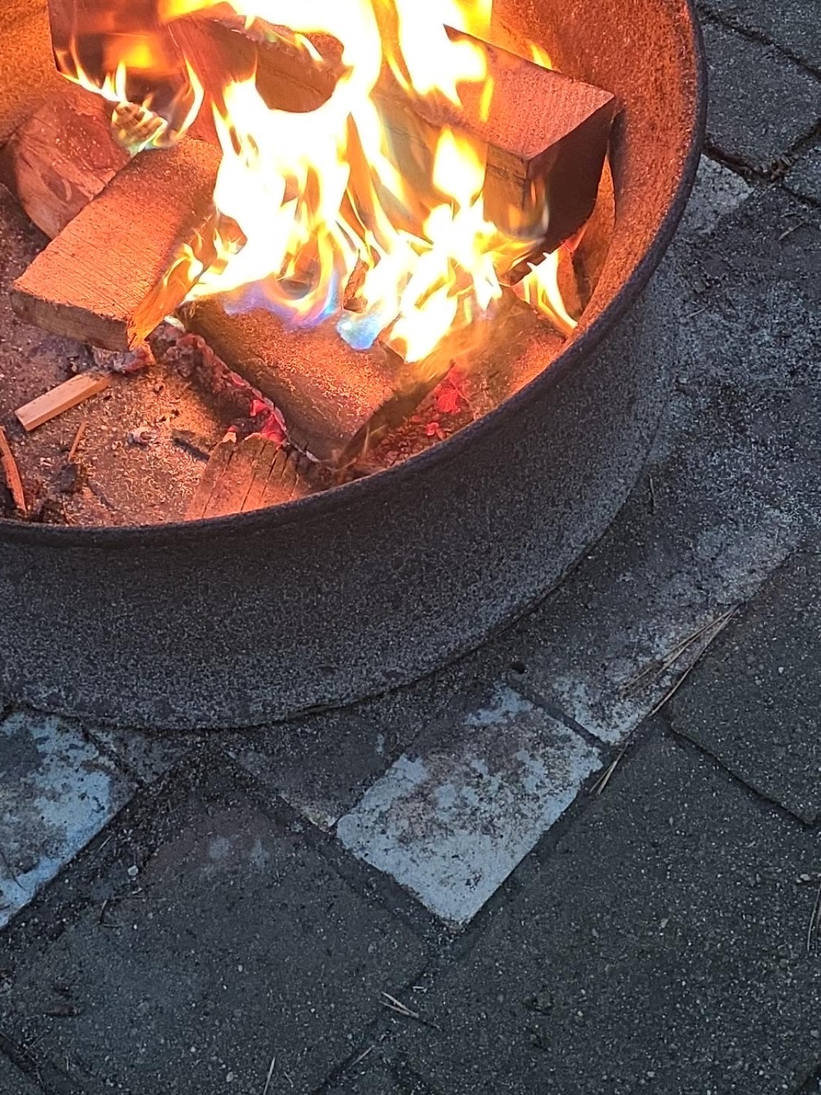 Established evening campfire