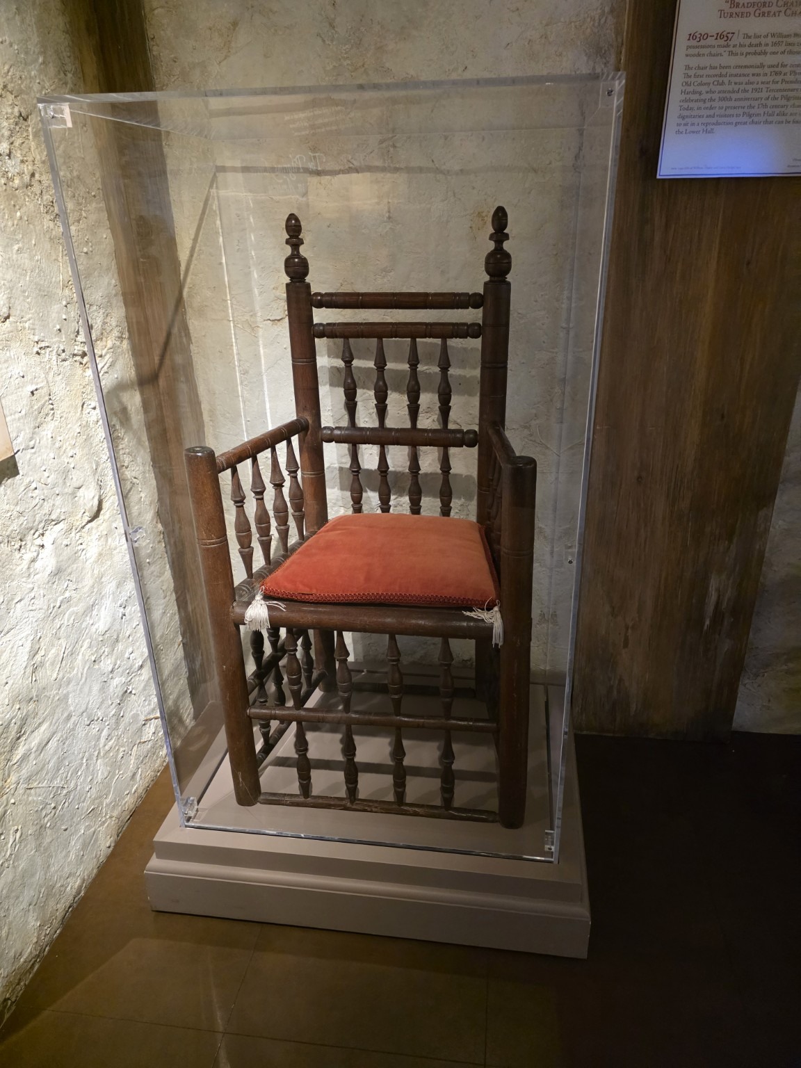 Governor William Bradford's chair on display at Pilgrim Hall Museum